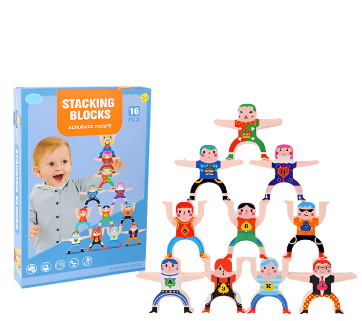 Toystar Ecotoys AcroStack | Balancing fun - Wooden stacking game for children - Balancerend speelplezier - Houten stapelsp...