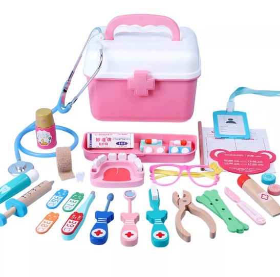 Toystar DocHouse | Creative fun - Wooden Doctor's Set for Children with Dental and Medical Toy Accessories - Creatief plez...