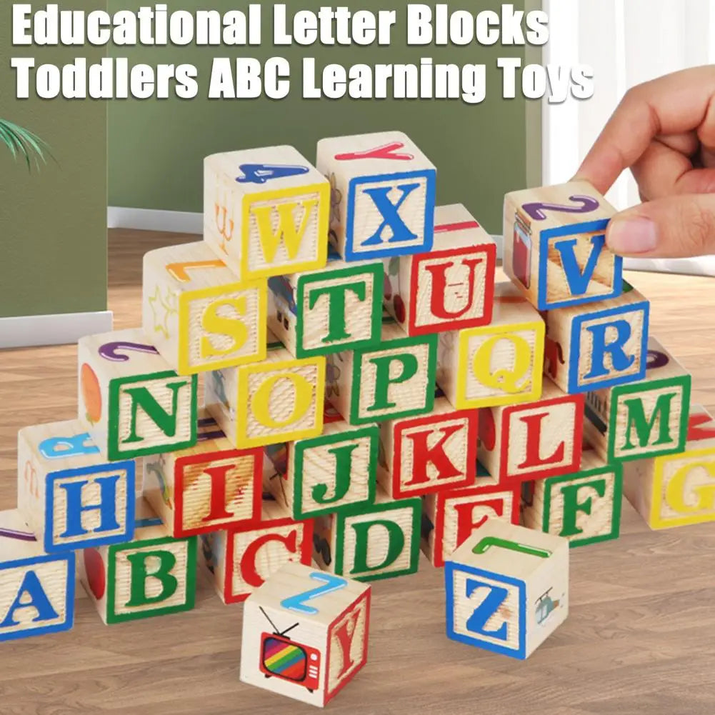 ABCStack | Learning and building - Wooden alphabet blocks with storage box