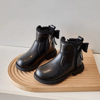 Thumbnail for Toystar NL Stylish Black Leather Ankle Boots for Children with Anti-Slip Sole - Kid's Winter Wear (2)