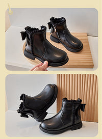 Thumbnail for Toystar NL Stylish Black Leather Ankle Boots for Children with Anti-Slip Sole - Kid's Winter Wear (9)
