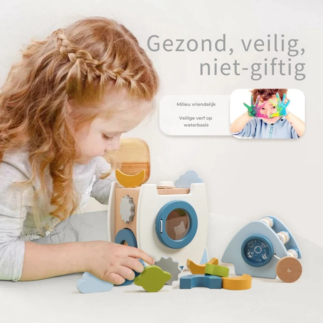 Toystar EcoToys SpaceBlocks | Education and Fun - Wooden Rocket Blocks Set - Educatie en Plezier - Houten Raket Blokken Se...