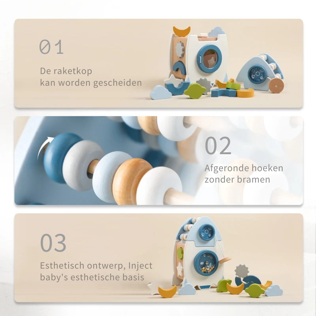 Toystar EcoToys SpaceBlocks | Education and Fun - Wooden Rocket Blocks Set - Educatie en Plezier - Houten Raket Blokken Se...