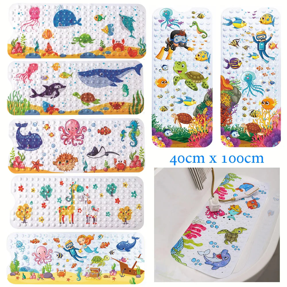 Toystar NL BathyFun | Safe Non-Slip Bath Mat for Kids with Strong Suction Cups and Cheerful Cartoon Designs - 100x40 cm PV...