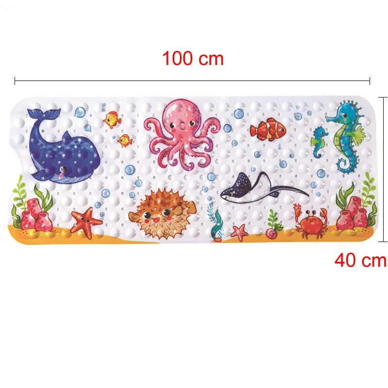 Toystar NL BathyFun | Safe Non-Slip Bath Mat for Kids with Strong Suction Cups and Cheerful Cartoon Designs - 100x40 cm PV...