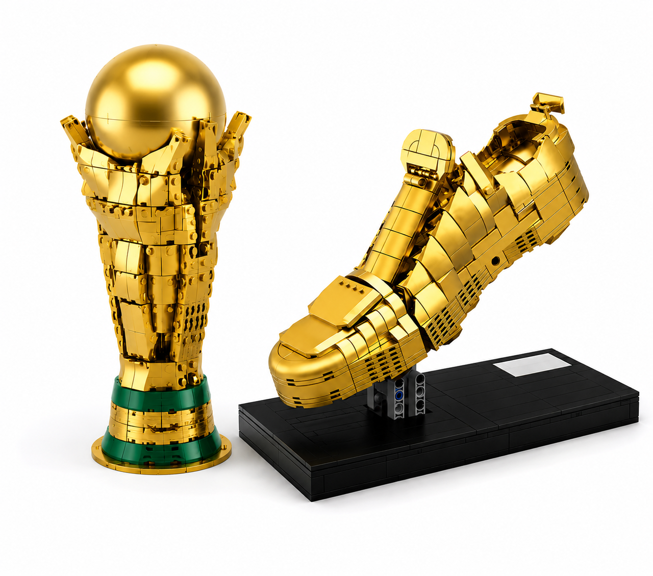 Football Trophy Construction Set | Gold Display Model of Building Blocks for Collectors
