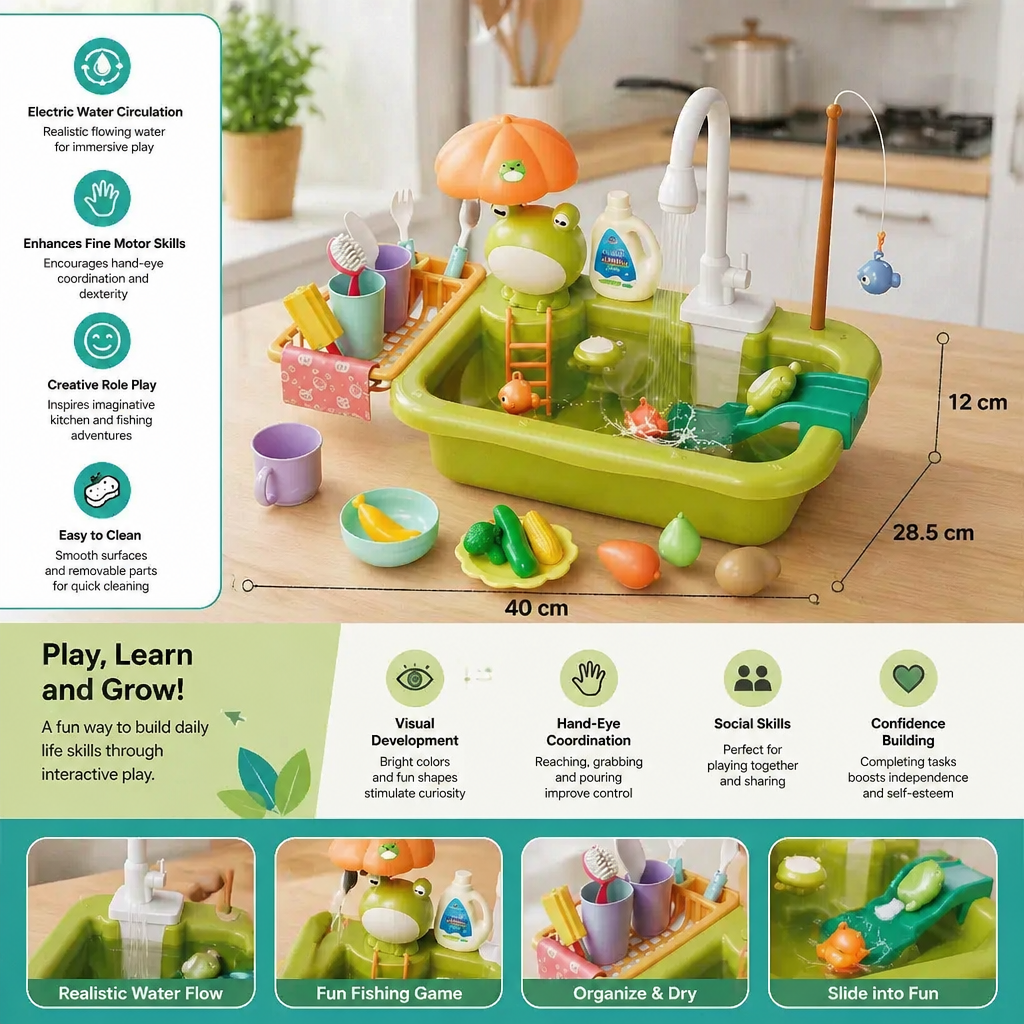 Toystar Water fun Sink set | Children's play kitchen with fishing game, 3+ – Creative Learning with Water Fun - Speelkeuke...
