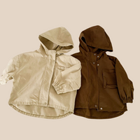 Thumbnail for Windbreaker Parka for Kids – Beige/Brown Breathable Cotton, Suitable for 1.5-7 Years