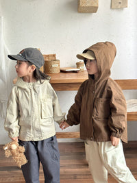 Thumbnail for Windbreaker Parka for Kids – Beige/Brown Breathable Cotton, Suitable for 1.5-7 Years