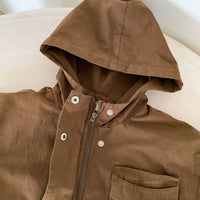 Thumbnail for Windbreaker Parka for Kids – Beige/Brown Breathable Cotton, Suitable for 1.5-7 Years