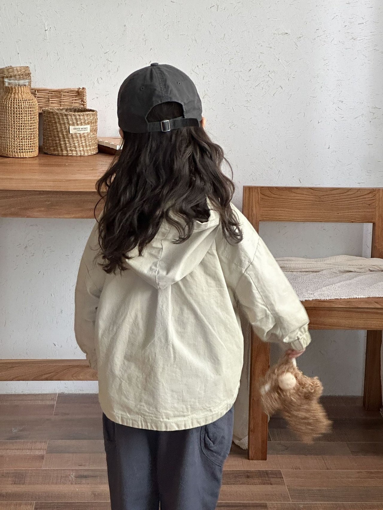 Windbreaker Parka for Kids – Beige/Brown Breathable Cotton, Suitable for 1.5-7 Years