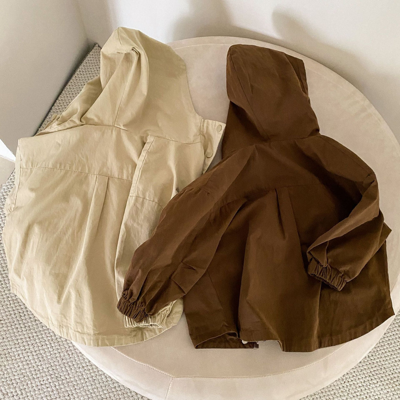 Windbreaker Parka for Kids – Beige/Brown Breathable Cotton, Suitable for 1.5-7 Years