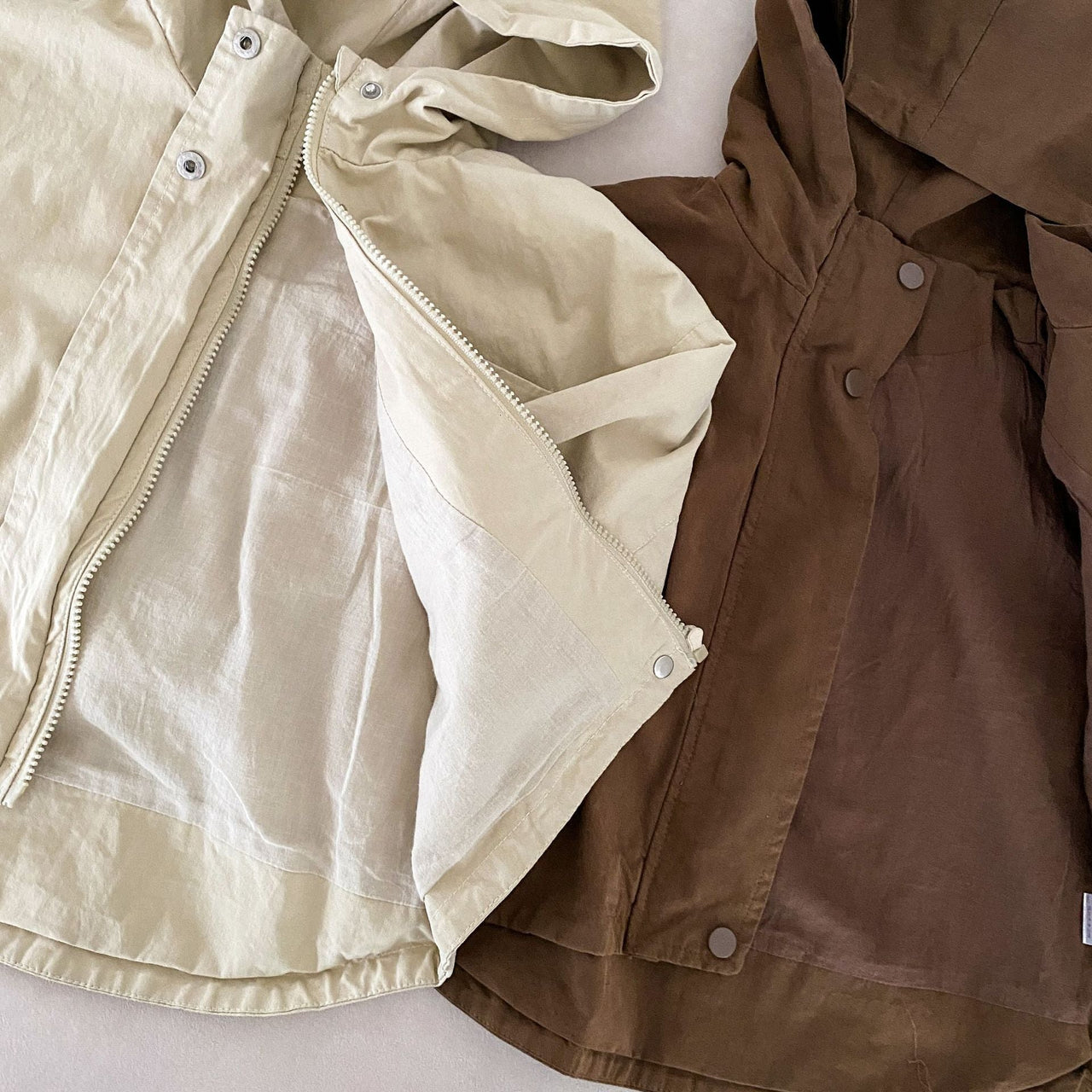Windbreaker Parka for Kids – Beige/Brown Breathable Cotton, Suitable for 1.5-7 Years