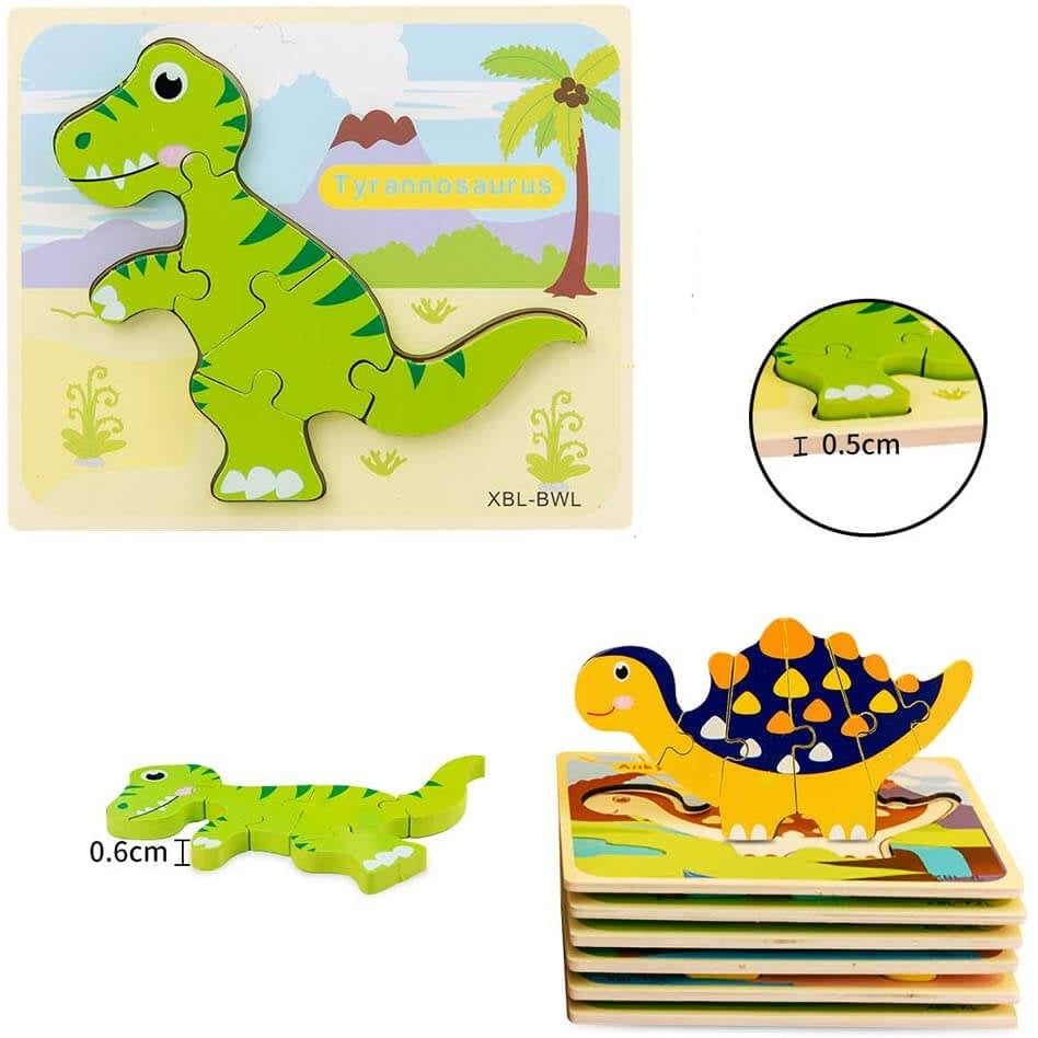 Ecotoys DinoPuz | Prehistorisch plezier - Houten Dinosaurus Puzzelset