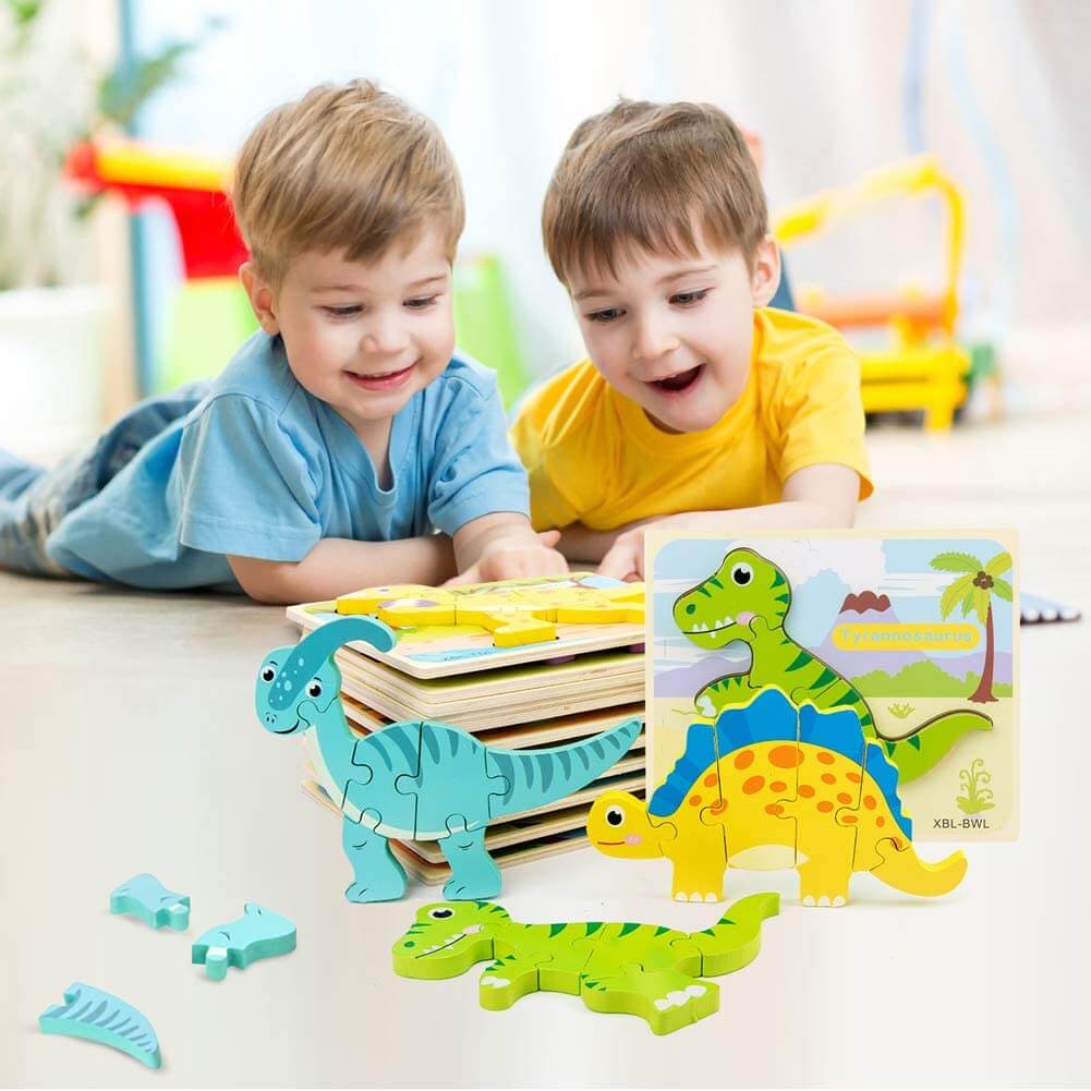 Ecotoys DinoPuz | Prehistorisch plezier - Houten Dinosaurus Puzzelset