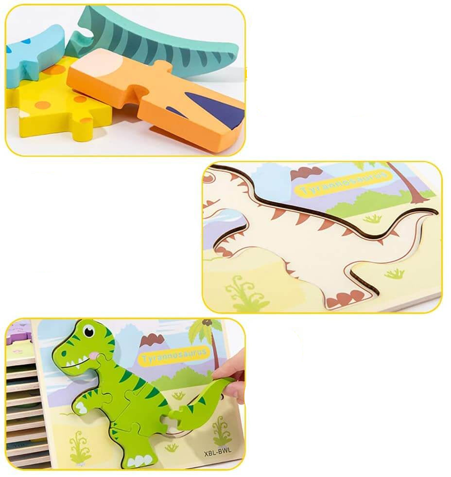 Ecotoys DinoPuz | Prehistorisch plezier - Houten Dinosaurus Puzzelset