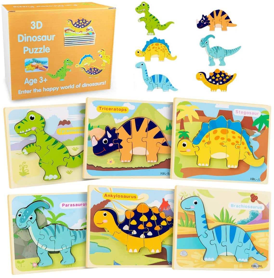 Ecotoys DinoPuz | Prehistorisch plezier - Houten Dinosaurus Puzzelset