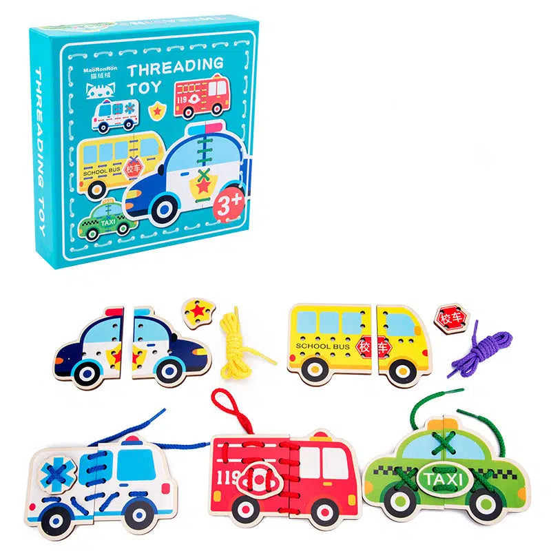 Ecotoys Lace & Learn | Creatief rijgen - Montessori Houten Dierlijke Naai Kaarten!