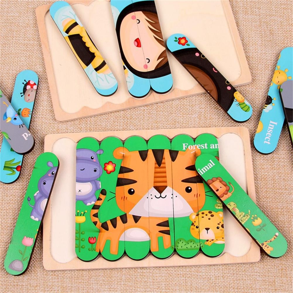 Toystar EcoToys Montessori Animal Puzzle | Educational and Stimulating - Double-sided 3D Puzzle - Educatief en Stimuleren ...
