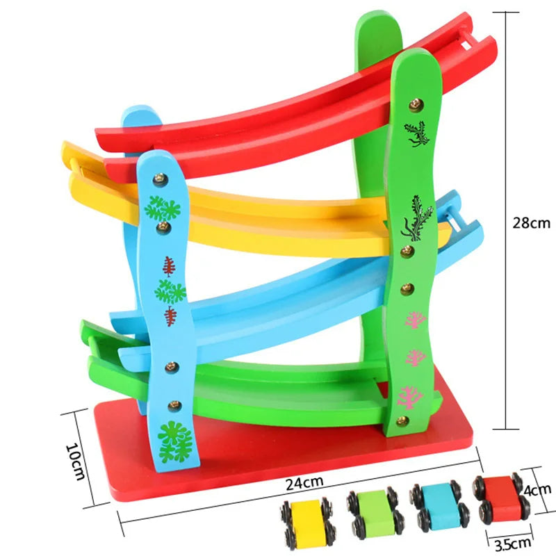Toystar EcoToys Race & Play | Endless Fun - Colorful Wooden Car Racing Track - Eindeloze Pret - Kleurige Houten Autorennba...