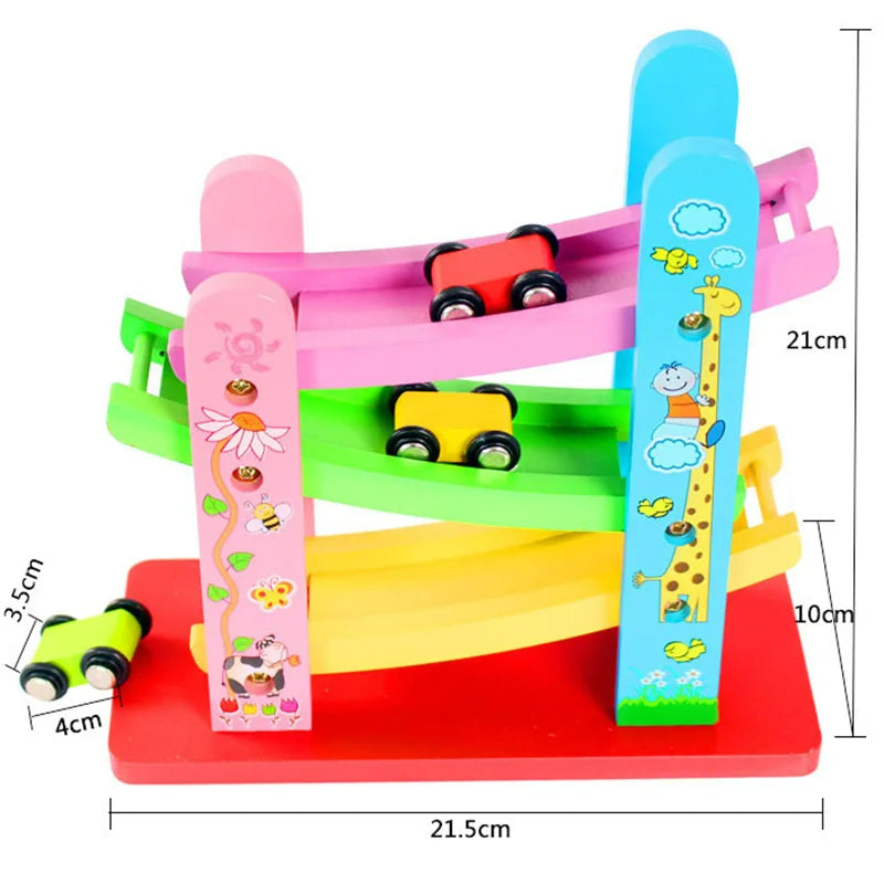 Toystar EcoToys Race & Play | Endless Fun - Colorful Wooden Car Racing Track - Eindeloze Pret - Kleurige Houten Autorennba...