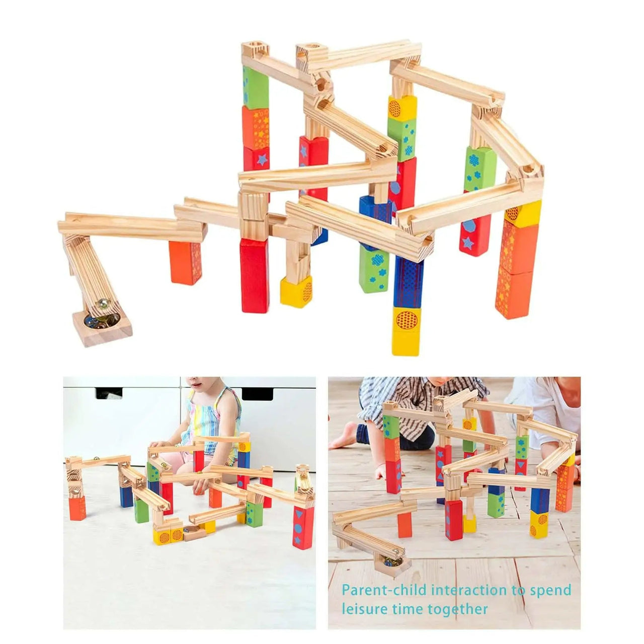 Toystar EcoToys BuildRoller | Discover, build and learn - Endless Wooden Marble Track - Ontdek, bouw en leer - Endeloze Ho...