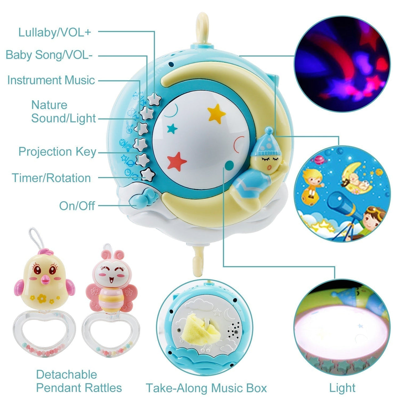 Toystar DreamStar Baby Mobile | Brings peace and magic to the crib - Relaxing and stimulating toy - Brengt rust en magie n...