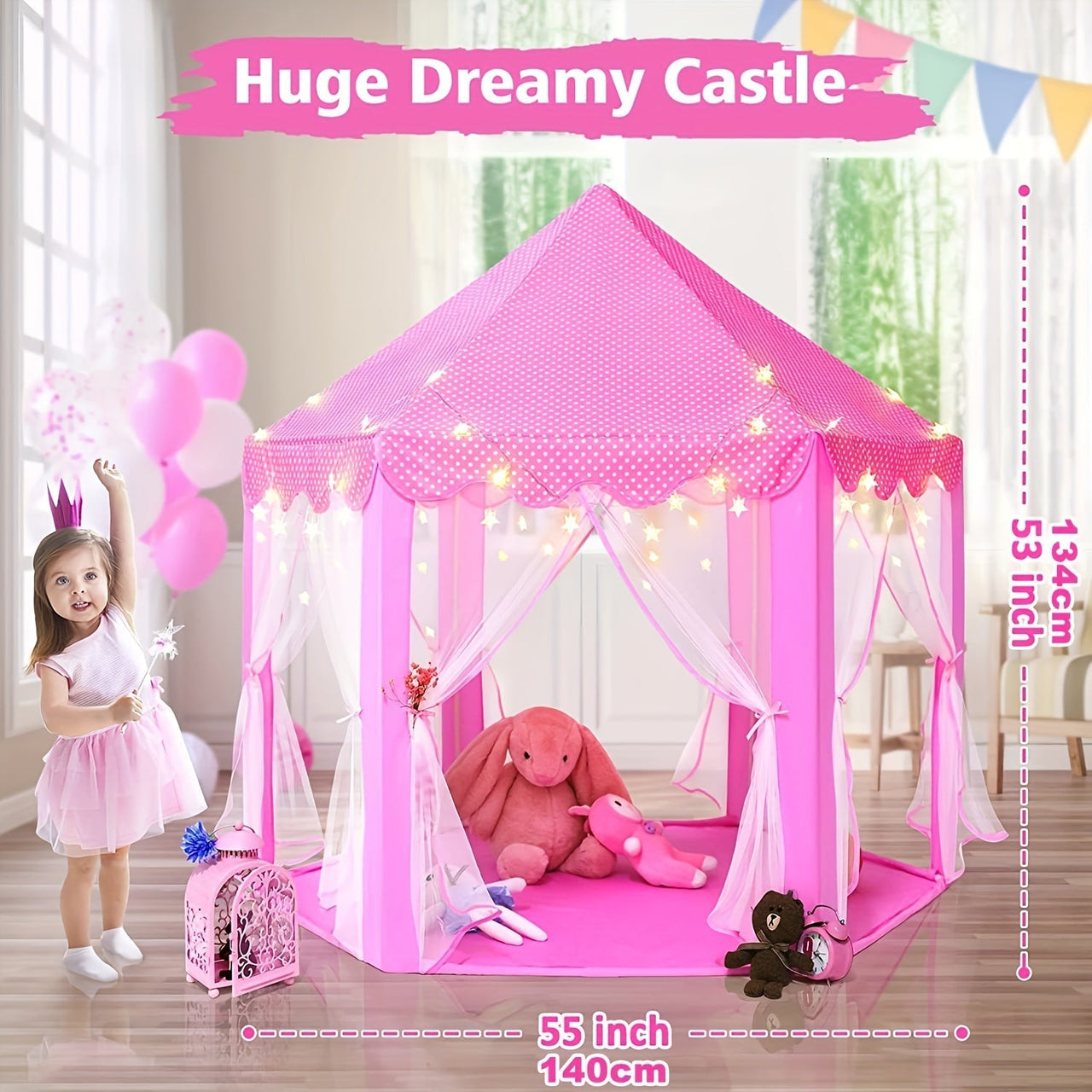 Toystar DreamDome | Enchanting fun - Pink princess tent for magical adventures - Betoverend speelplezier - Roze prinsessen...