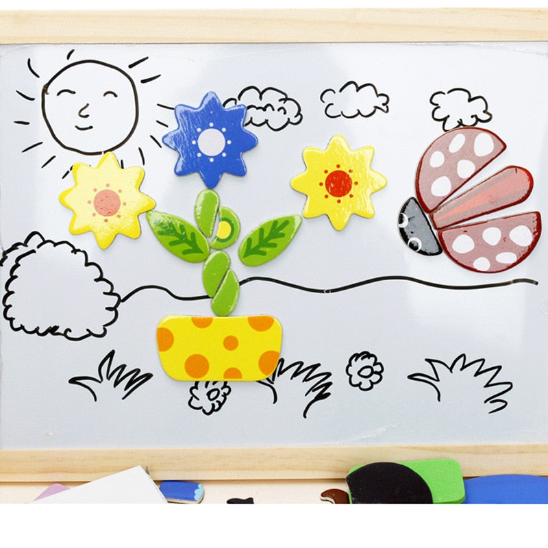 EcoToys Creative Playboard | Stimulate Your Child's Imagination - Wooden Magnetic Chalkboard