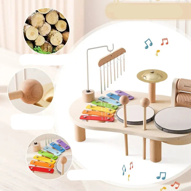Educational Wooden Music Table – Complete Instrument Set for Toddlers, from 3 years