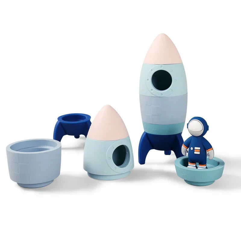 Toystar EcoToys SpaceBlocks | Education and Fun - Wooden Rocket Blocks Set - Educatie en Plezier - Houten Raket Blokken Se...