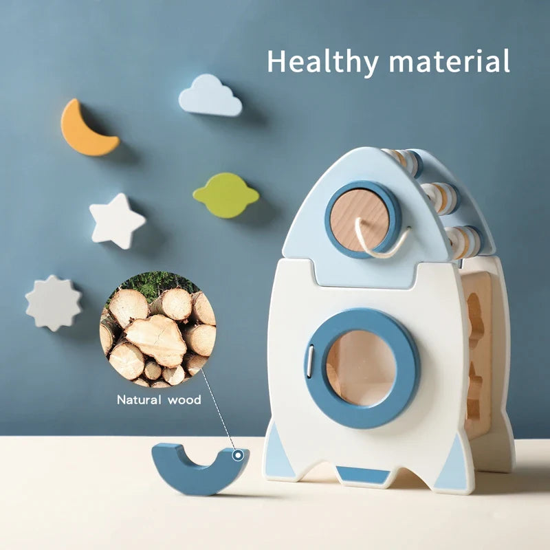 Toystar EcoToys SpaceBlocks | Education and Fun - Wooden Rocket Blocks Set - Educatie en Plezier - Houten Raket Blokken Se...