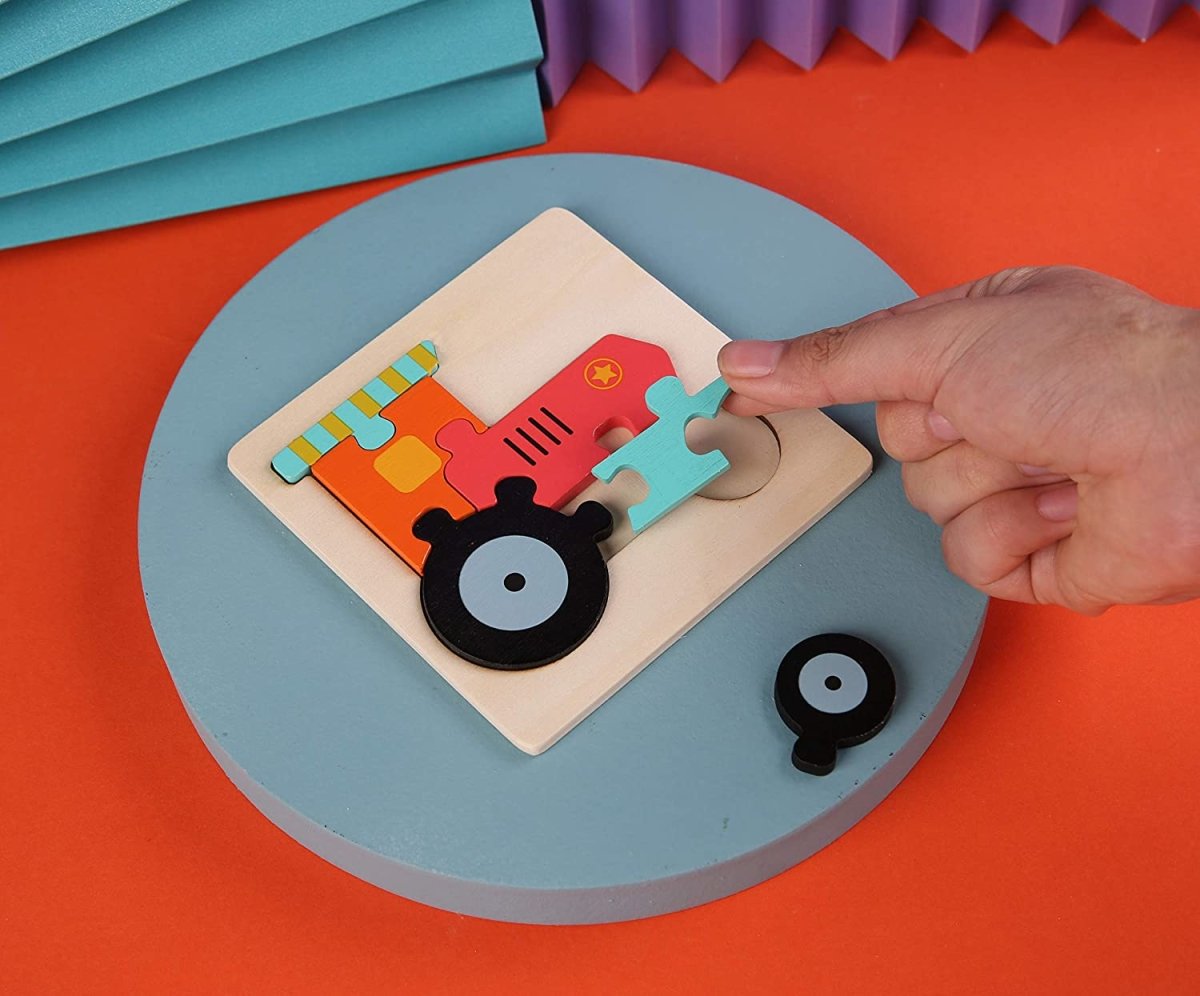 Ecotoys VroomPuz | Leren & spelen - Houten Voertuigen Puzzelset