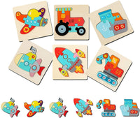 Thumbnail for Ecotoys VroomPuz | Leren & spelen - Houten Voertuigen Puzzelset