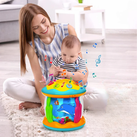 Toystar TwinkleDrum | Magical light and music experience for babies - Rotating Montessori Toy Drum - Bestseller - Magische...
