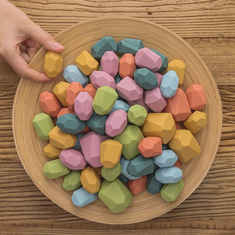 Toystar EcoToys WoodBalance Stones | Develop creativity and balance - 18 wooden building blocks - Ontwikkel creativiteit e...