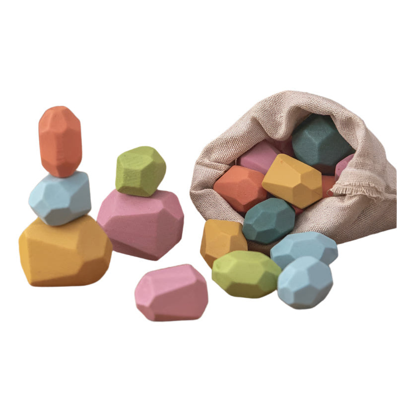 Toystar EcoToys WoodBalance Stones | Develop creativity and balance - 18 wooden building blocks - Ontwikkel creativiteit e...