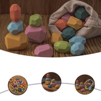 Thumbnail for Toystar EcoToys WoodBalance Stones | Develop creativity and balance - 18 wooden building blocks - Ontwikkel creativiteit e...