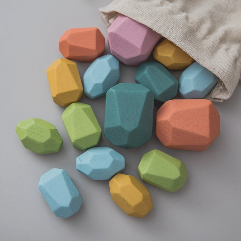 Toystar EcoToys WoodBalance Stones | Develop creativity and balance - 18 wooden building blocks - Ontwikkel creativiteit e...