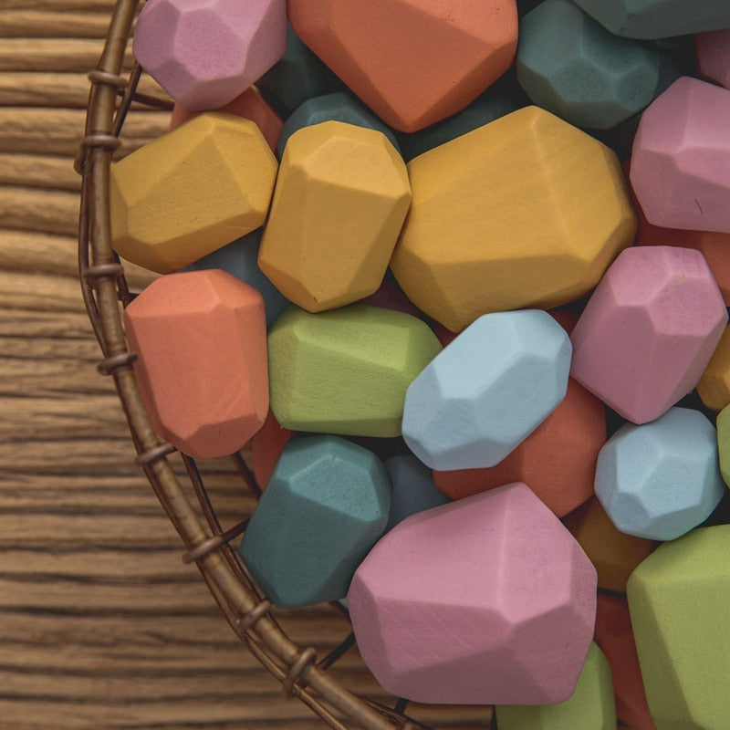 Toystar EcoToys WoodBalance Stones | Develop creativity and balance - 18 wooden building blocks - Ontwikkel creativiteit e...
