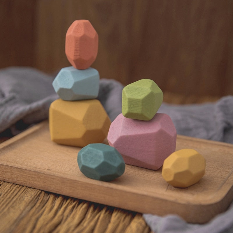 Toystar EcoToys WoodBalance Stones | Develop creativity and balance - 18 wooden building blocks - Ontwikkel creativiteit e...