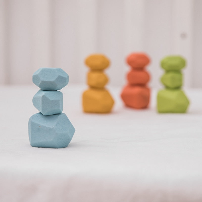 Toystar EcoToys WoodBalance Stones | Develop creativity and balance - 18 wooden building blocks - Ontwikkel creativiteit e...