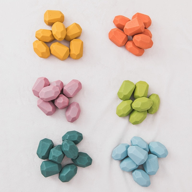 Toystar EcoToys WoodBalance Stones | Develop creativity and balance - 18 wooden building blocks - Ontwikkel creativiteit e...