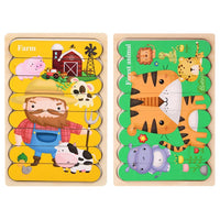 Thumbnail for Toystar EcoToys Montessori Animal Puzzle | Educational and Stimulating - Double-sided 3D Puzzle - Educatief en Stimuleren ...