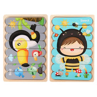Thumbnail for Toystar EcoToys Montessori Animal Puzzle | Educational and Stimulating - Double-sided 3D Puzzle - Educatief en Stimuleren ...